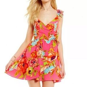 Gianni Bini Fireworks Sleeveless Ruffle Wrap Dress